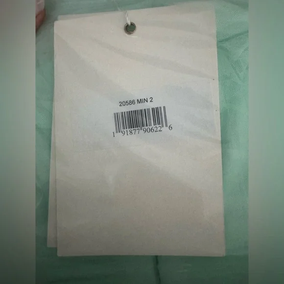 NWT $598 MAC DUGGAL GIRLS RUFFLED TULLE MINT SAGE GOWN DRESS MAXI TRAIN 20586 - Picture 5 of 6